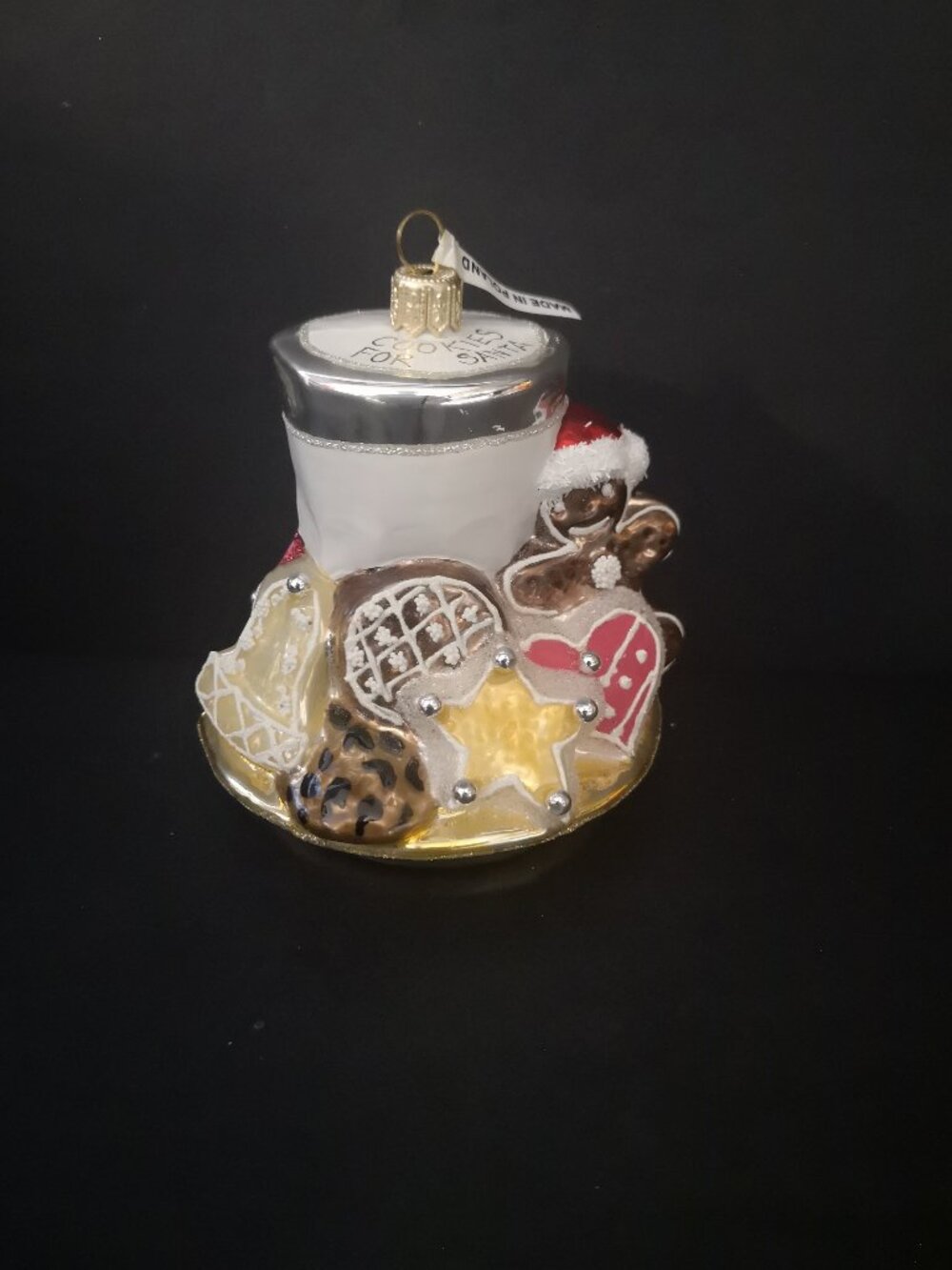 Nordstrom Hand Blown & Painted Glass "Cookies for Santa" Christmas Tree Ornament